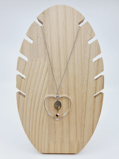 Collier coeur - Jaspe zèbre rose