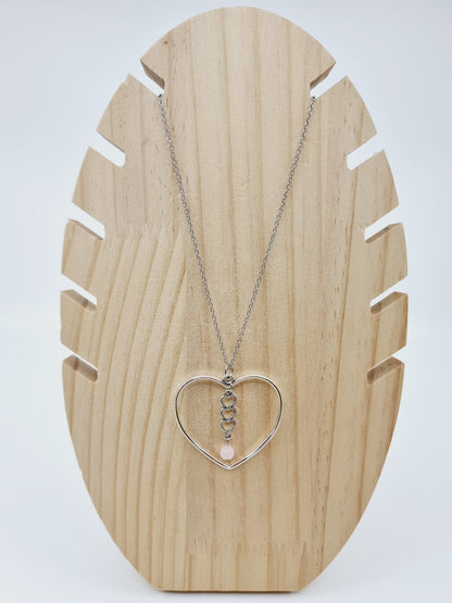 Collier coeur - Quartz rose