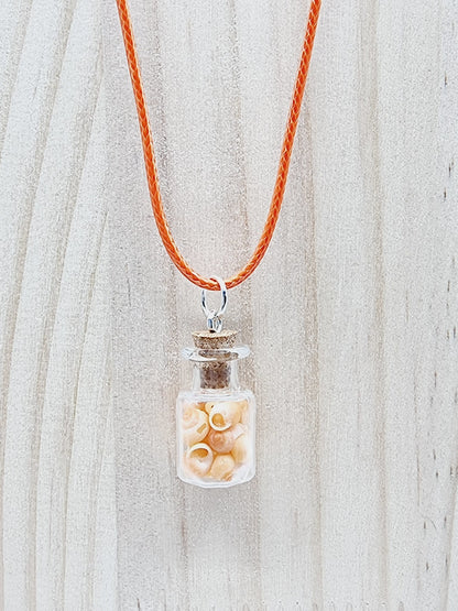 Collier fiole - petits coquillages