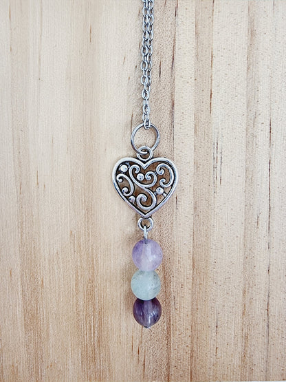 Collier coeur à fioriture - Fluorine