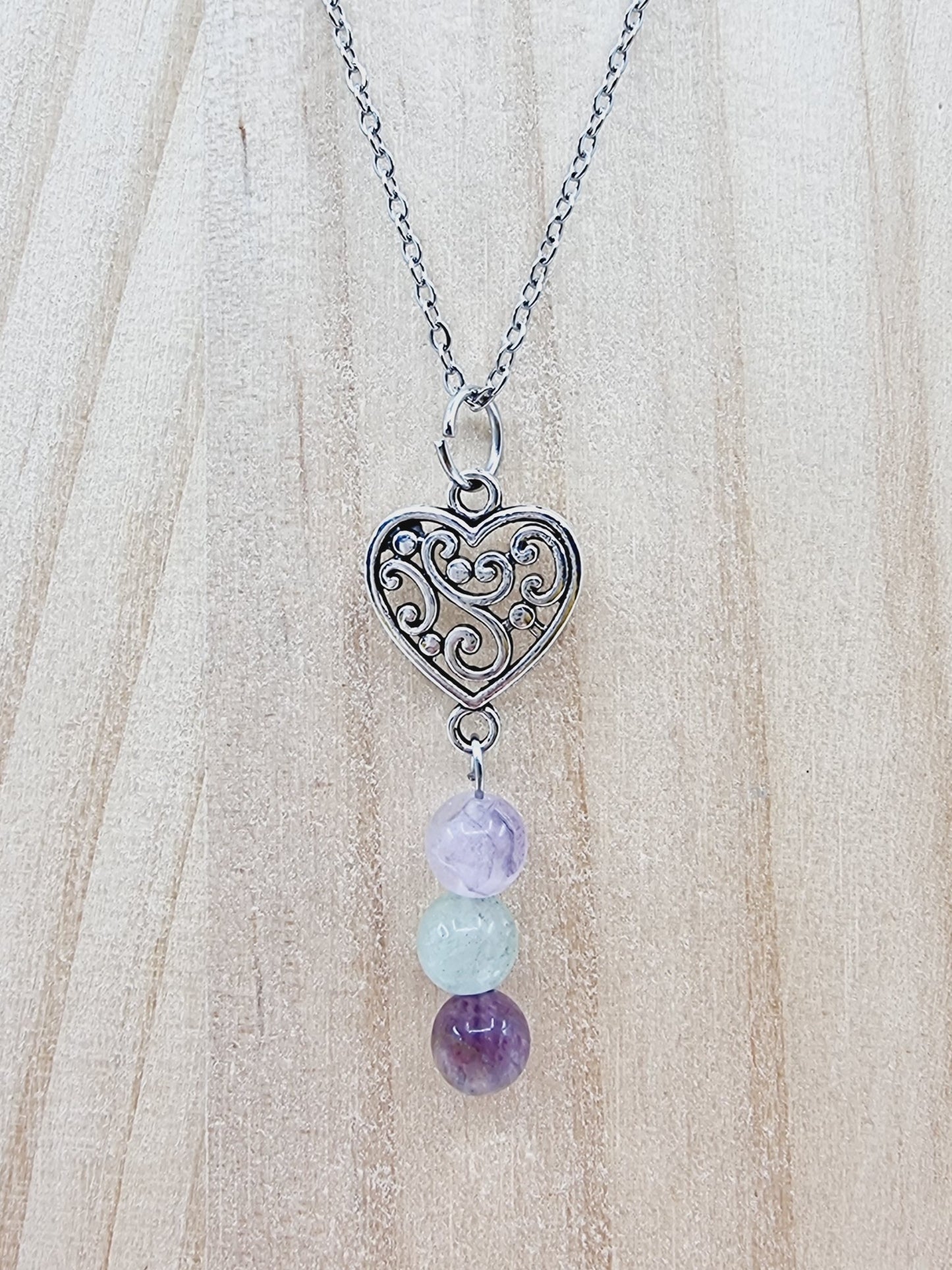 Collier coeur à fioriture - Fluorine