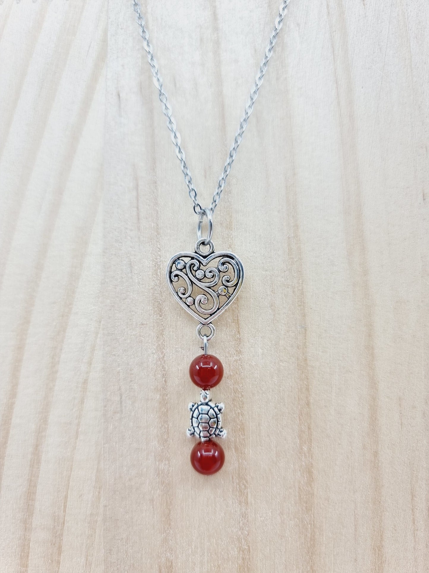 Collier tortue - Agate rouge