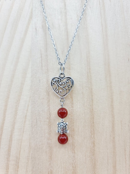 Collier tortue - Agate rouge