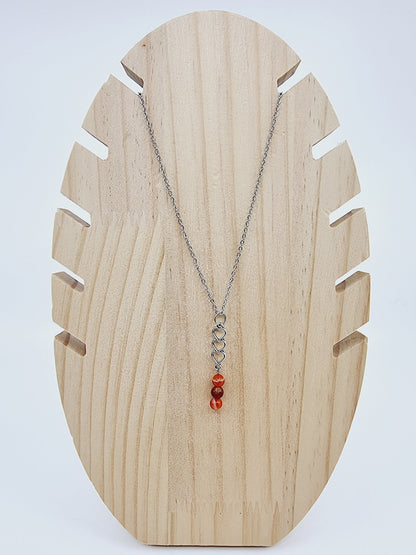 Collier trio de coeurs - Cornaline