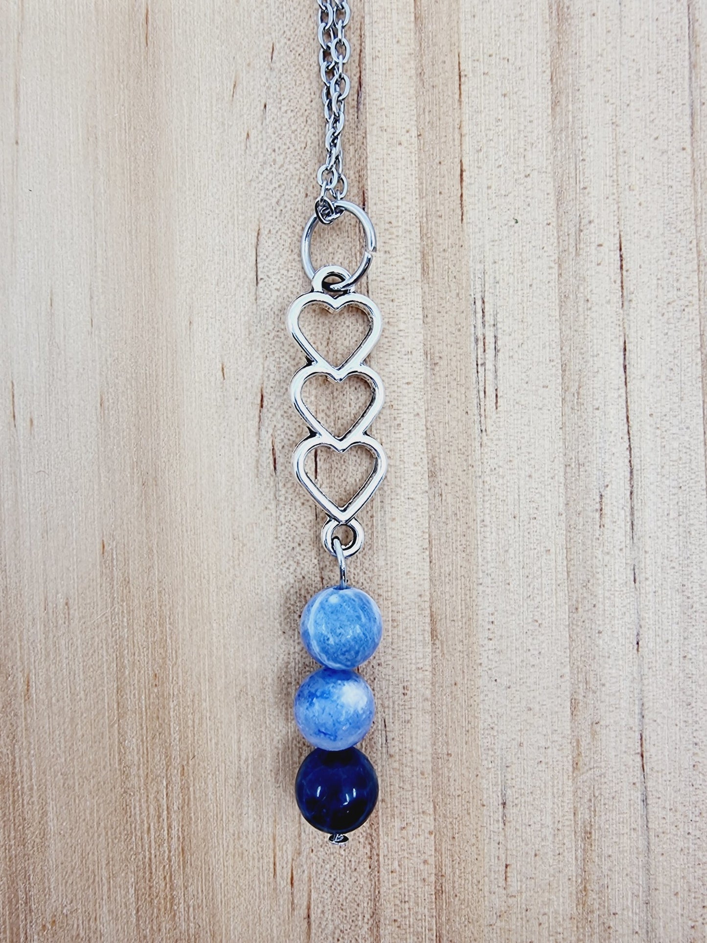 Collier trio de coeurs - Sodalite