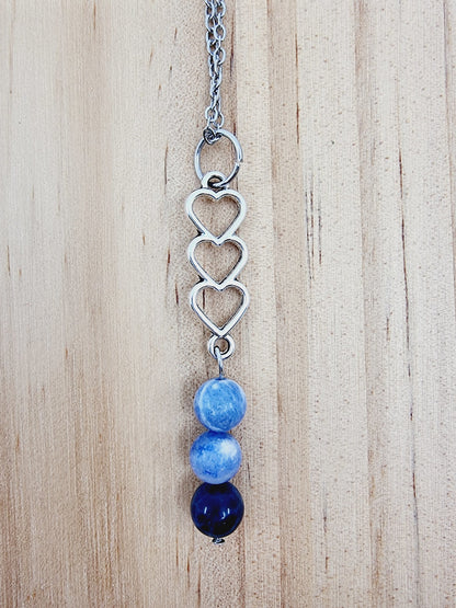Collier trio de coeurs - Sodalite