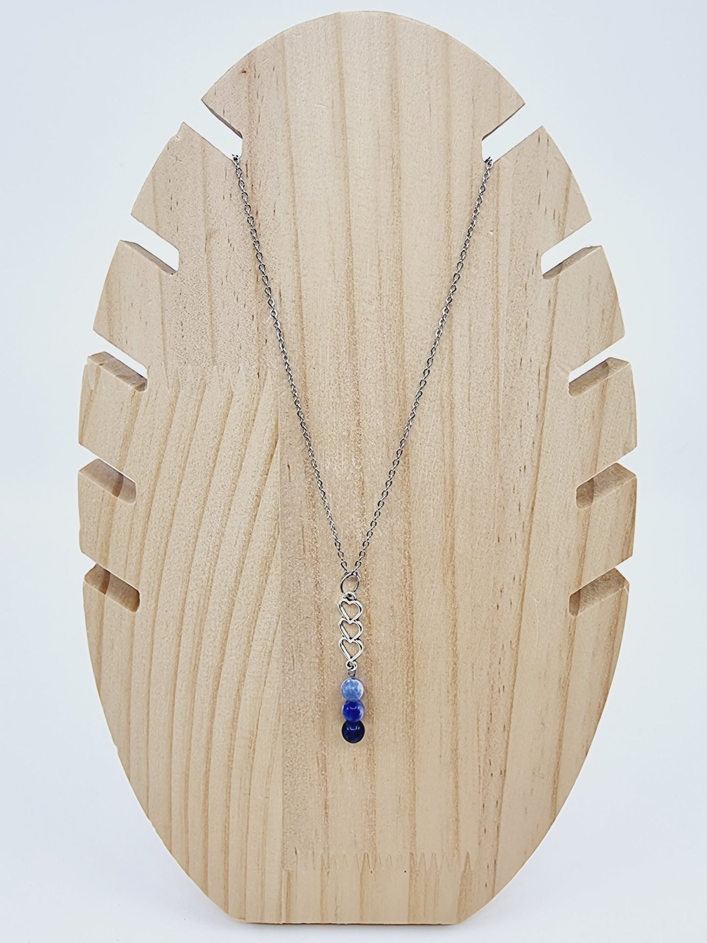 Collier trio de coeurs - Sodalite