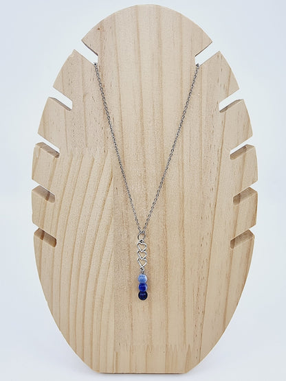 Collier trio de coeurs - Sodalite