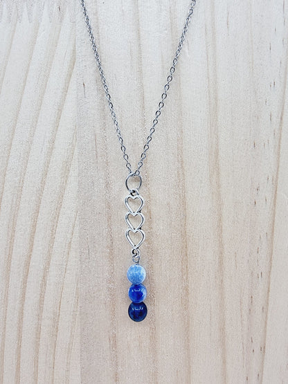 Collier trio de coeurs - Sodalite