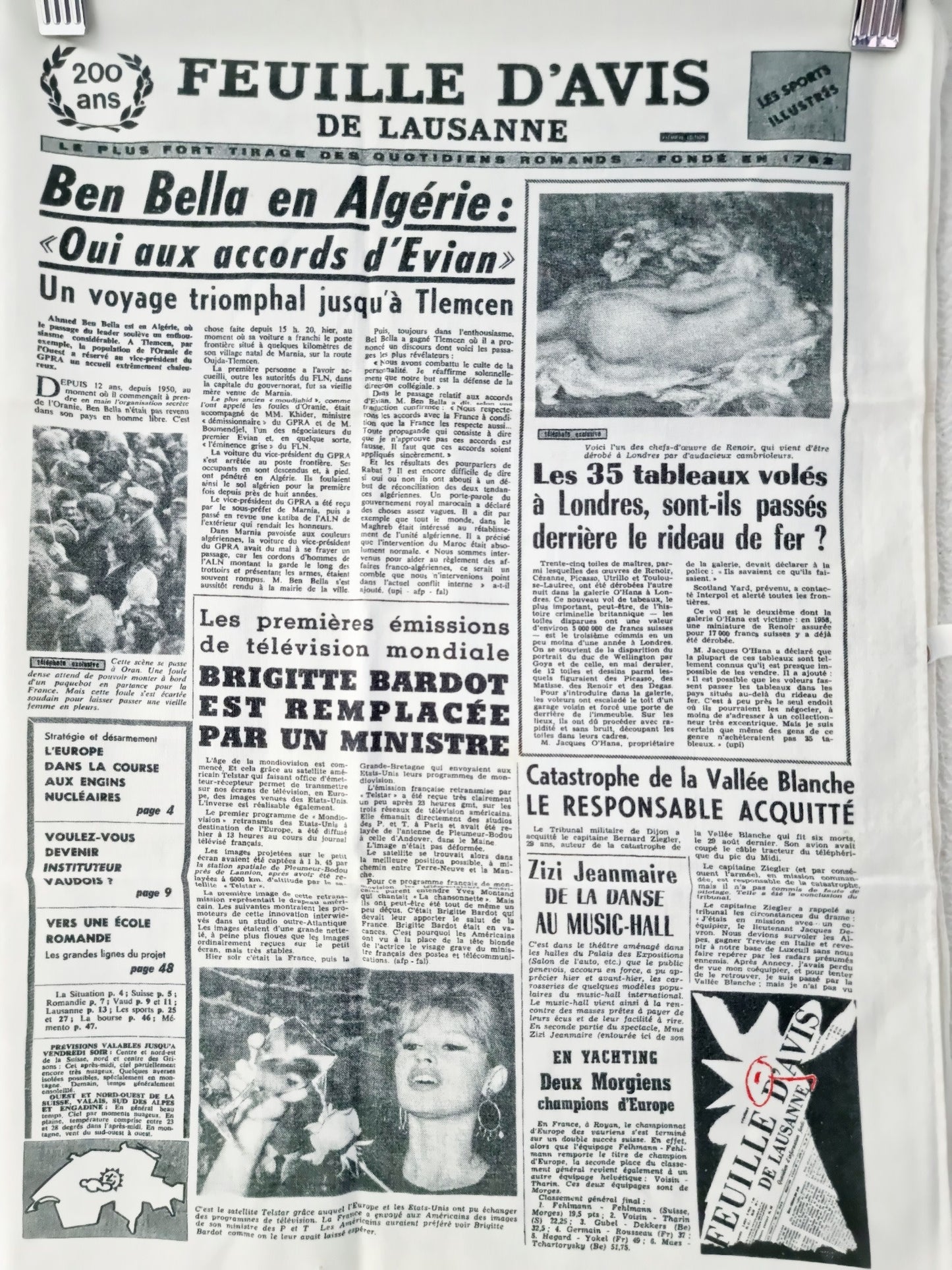 Linge de cuisine - feuille d'avis Lausanne (65 X 45 cm)