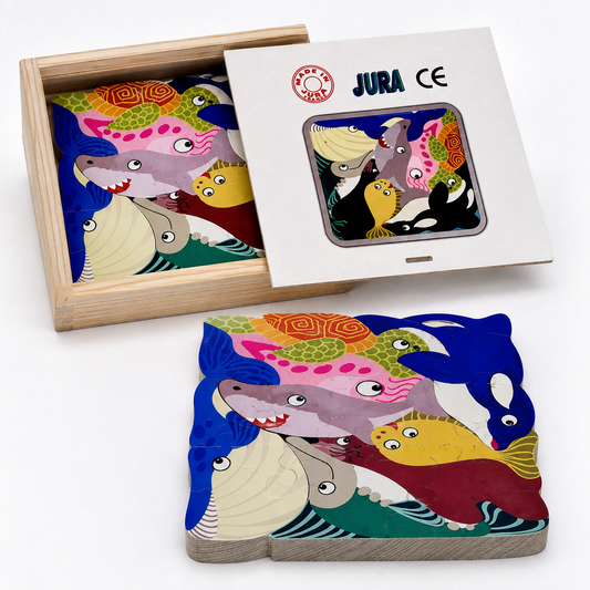 Puzzle/casse-tête en bois - Les animaux marins de JURA France