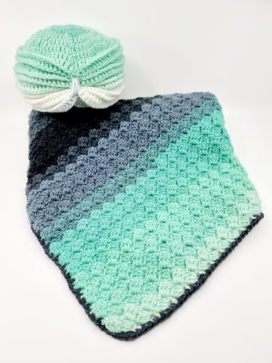 Couverture, bonnet turban bébé - Seychelles