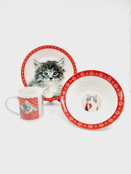 Kit petit-déjeuner en céramique - Cat (3 pièces)