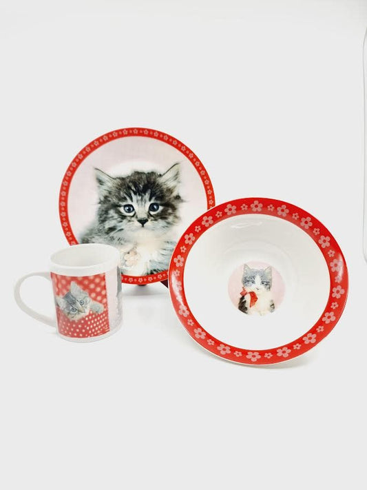 Kit petit-déjeuner en céramique - Cat (3 pièces)