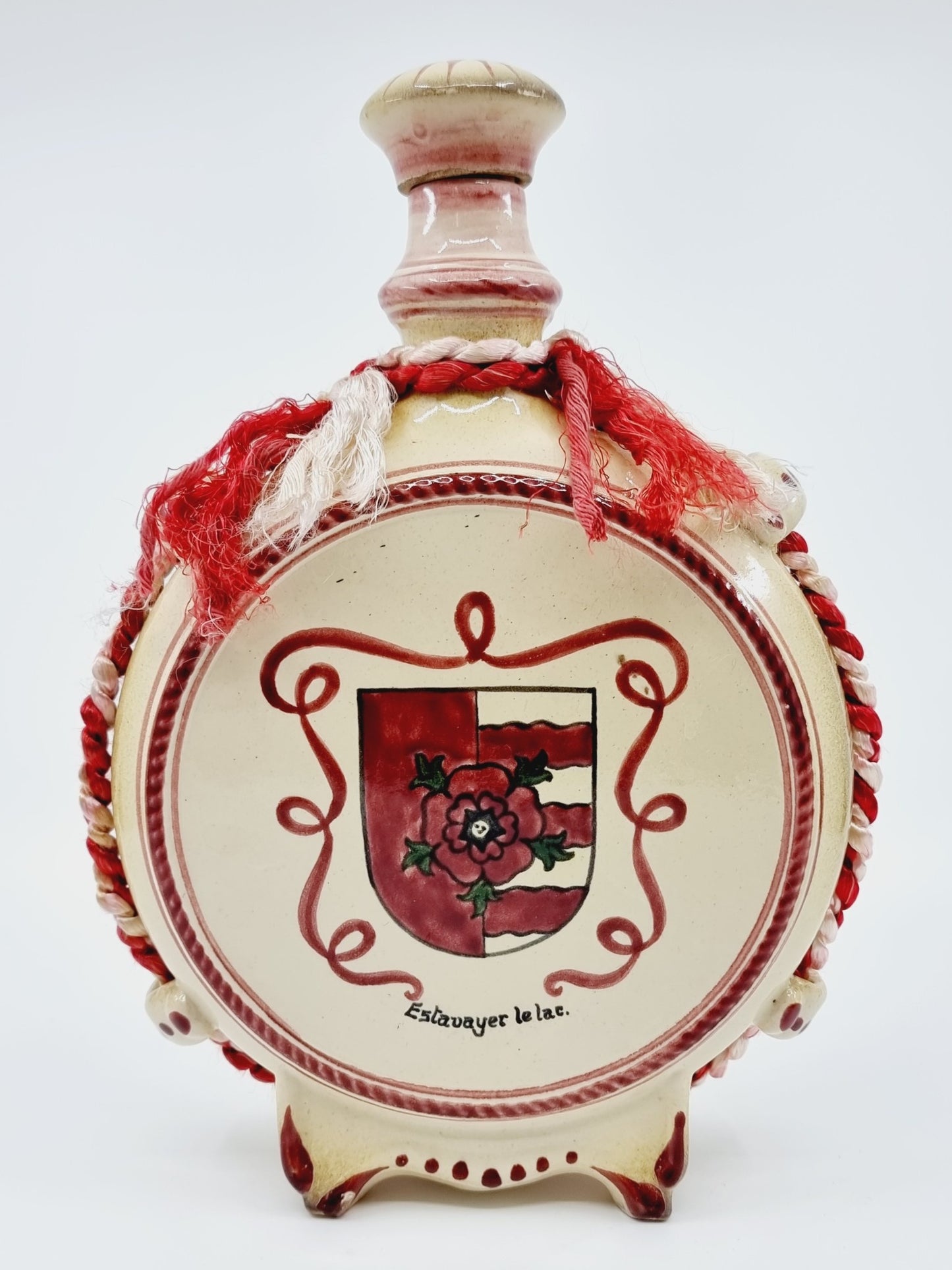 Gourde ancienne à liqueur en céramique - Armoiries de la commune d'Estavayer-le-Lac en Suisse