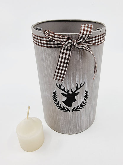 Lanterne effet bois - cerf