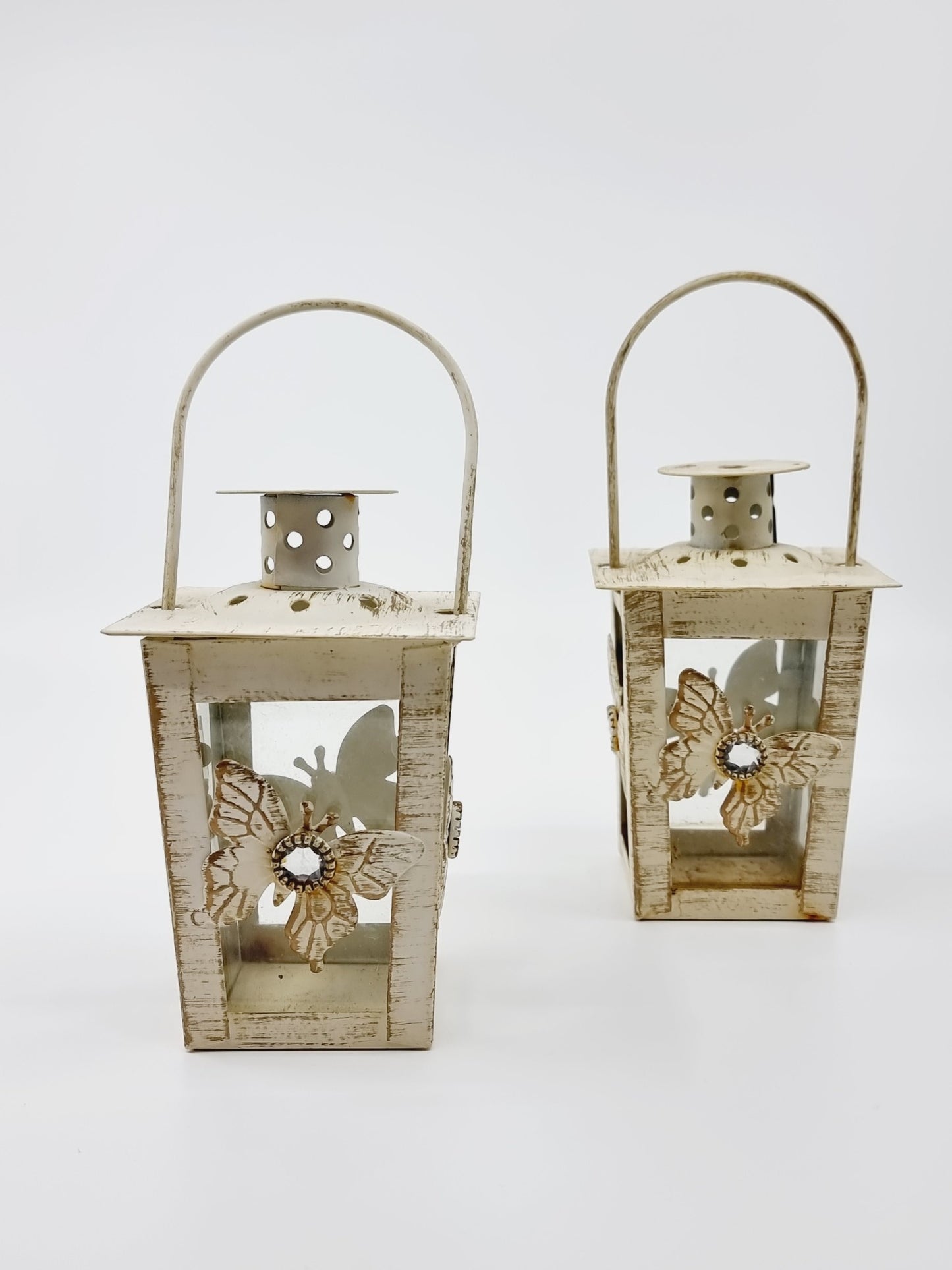 Lanterne effet vieilli - papillon (2 pièces)