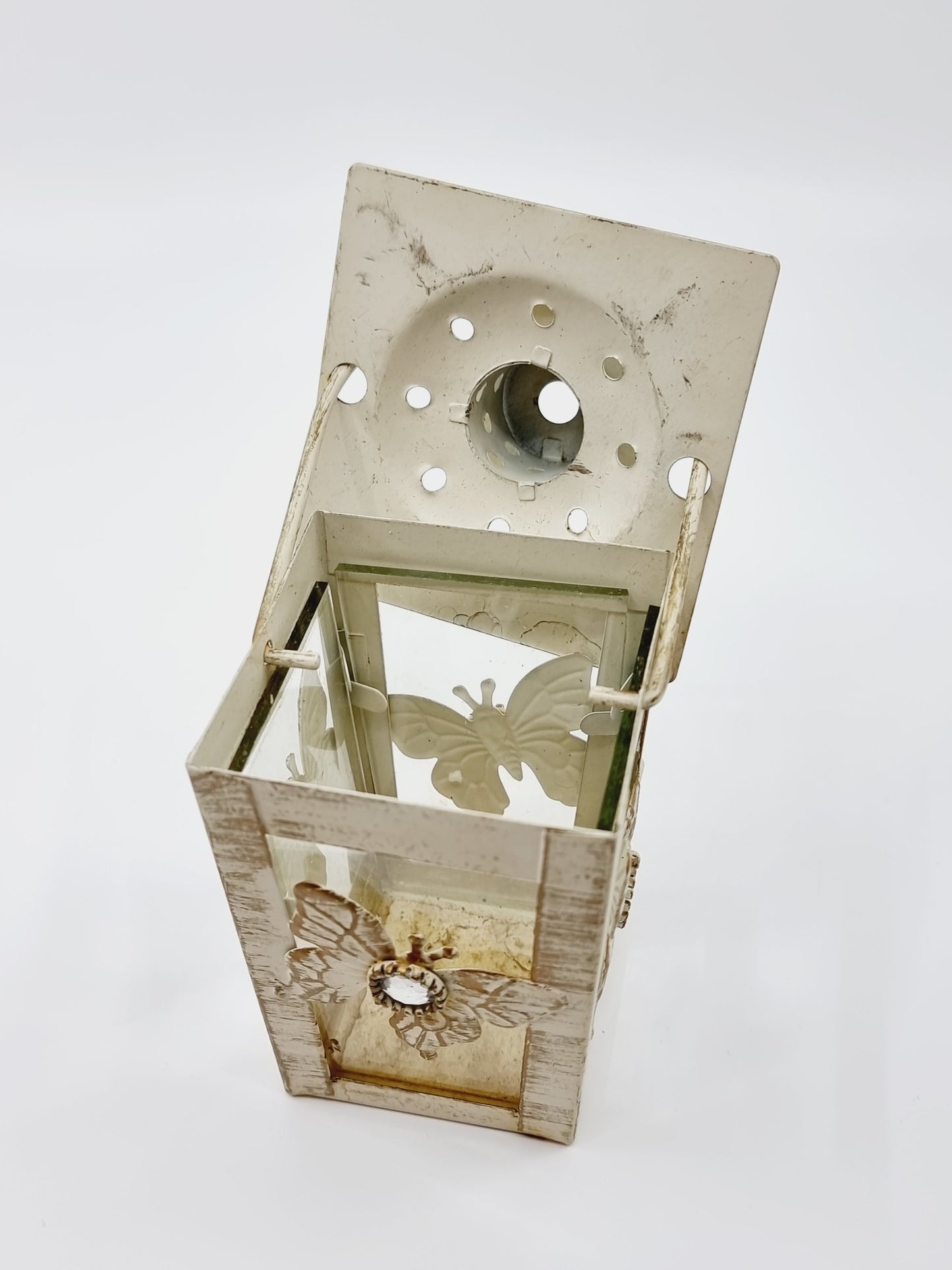 Lanterne effet vieilli - papillon (2 pièces)