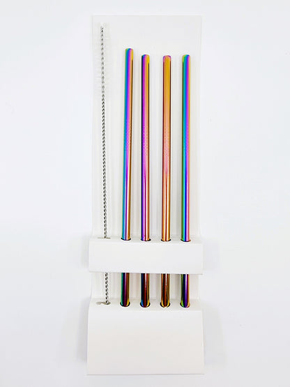 Paille en inox avec brosse de nettoyage (5 pièces)