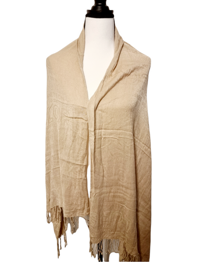 Echarpe beige à franges