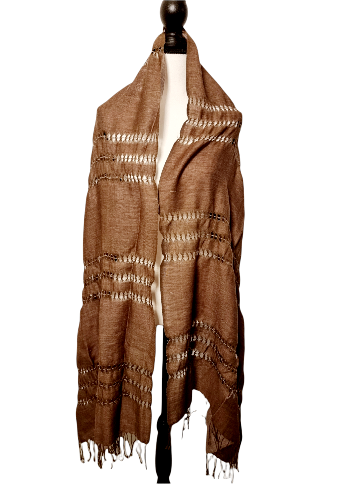 Echarpe brune à franges