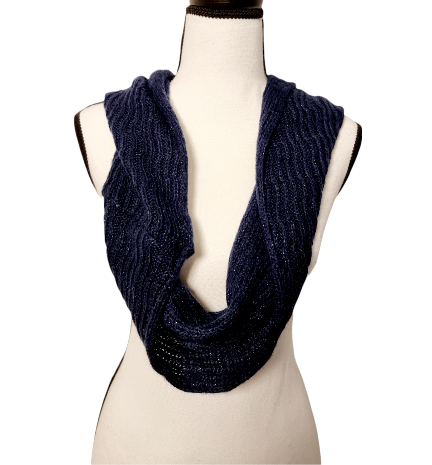 Echarpe tube en laine  bleu nuit