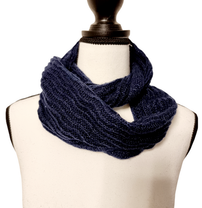 Echarpe tube en laine  bleu nuit