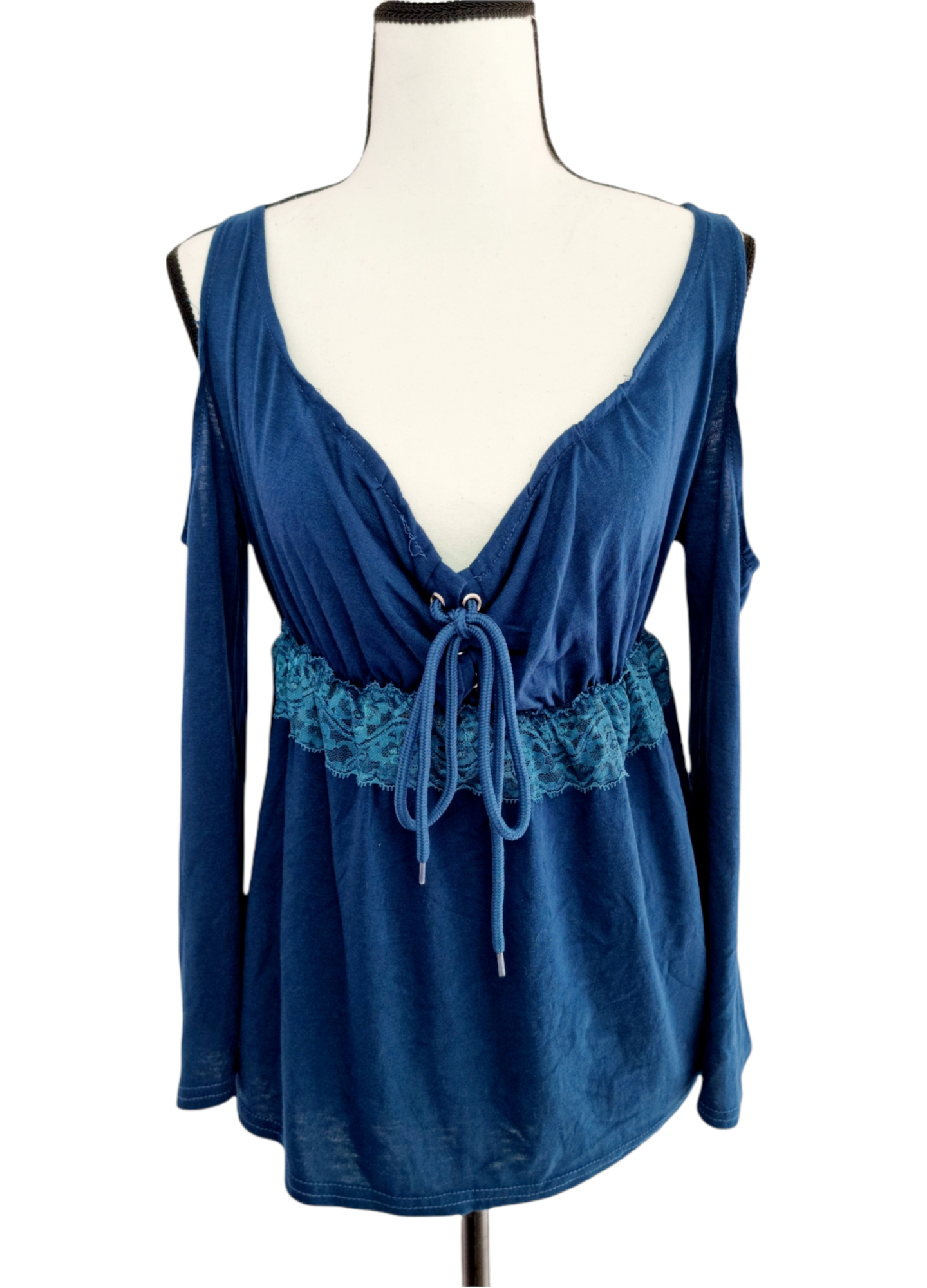 Pull aux épaule dénudées et dentelle (SIZE : S)