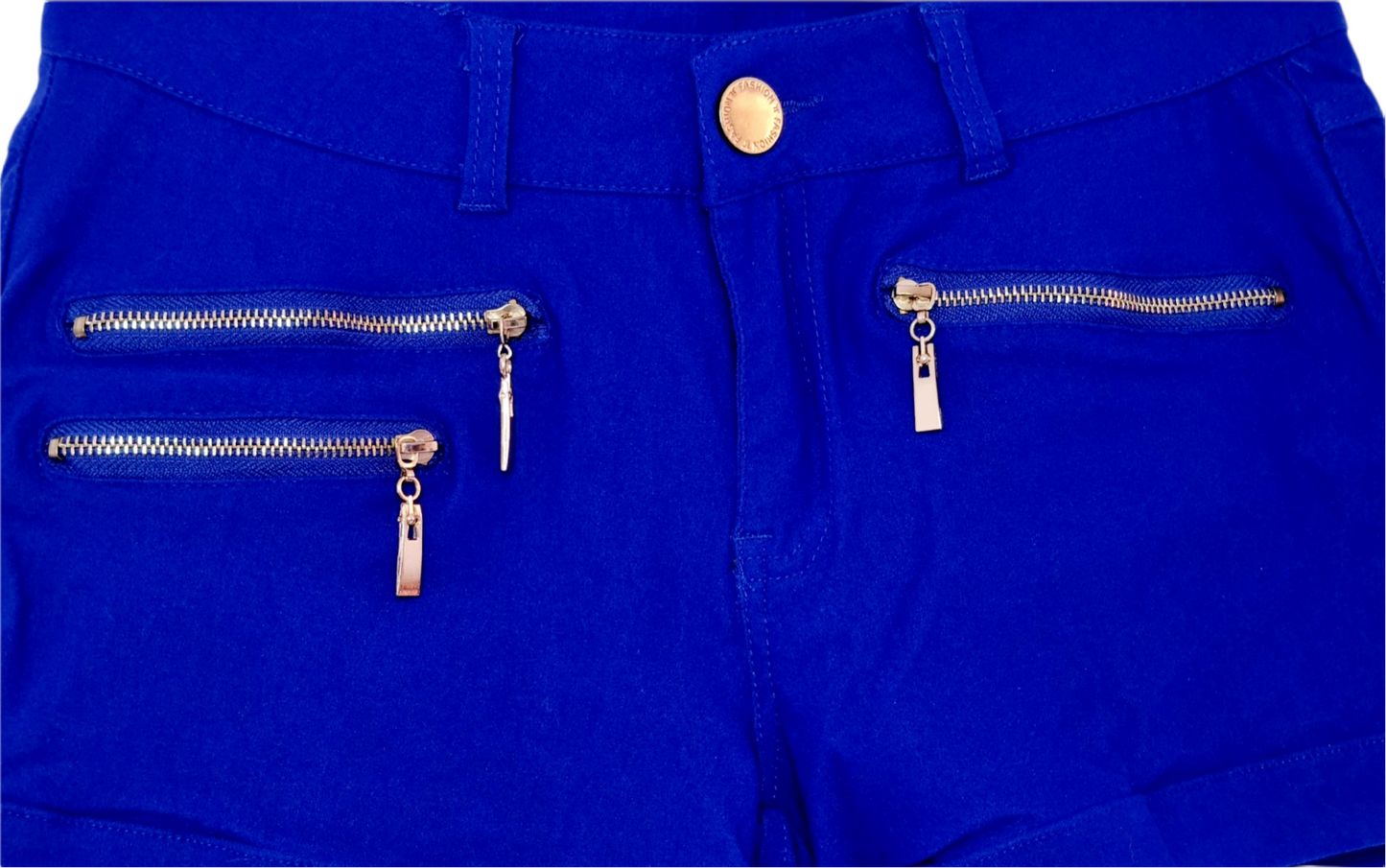 Short bleu électrique et zips apparents (SIZE : M)