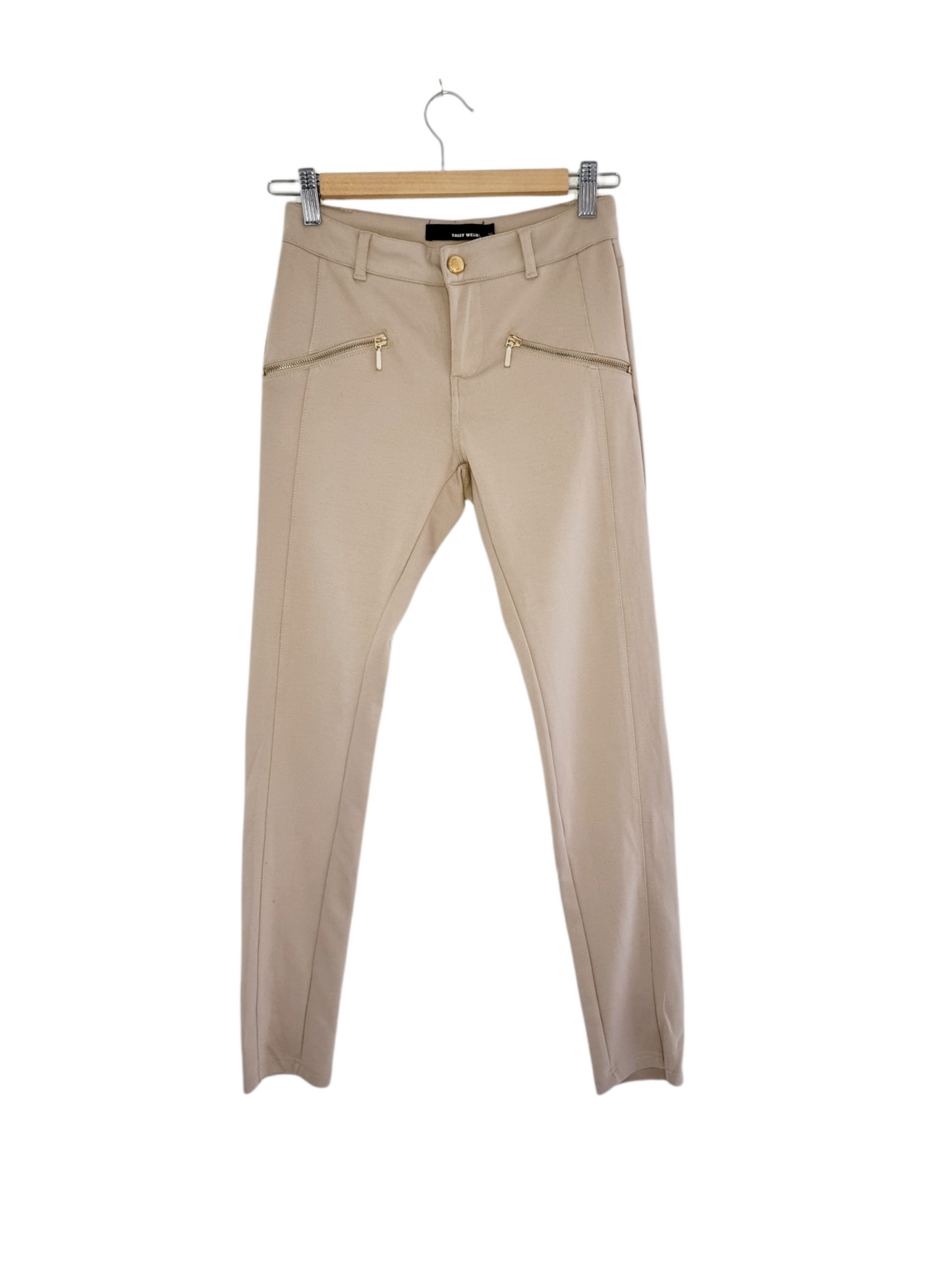 Pantalon beige avec zips apparents (SIZE : 36)