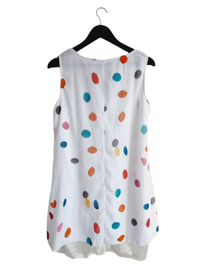 Robe blanche à pois colorés (SIZE : L)