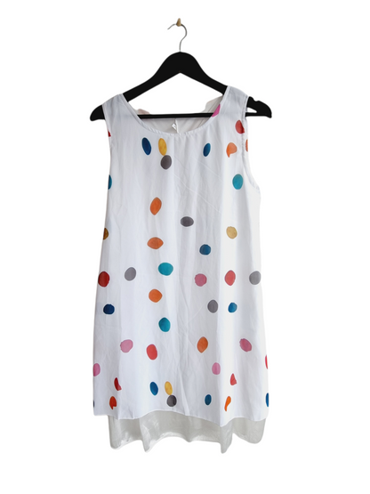Robe blanche à pois colorés (SIZE : L)