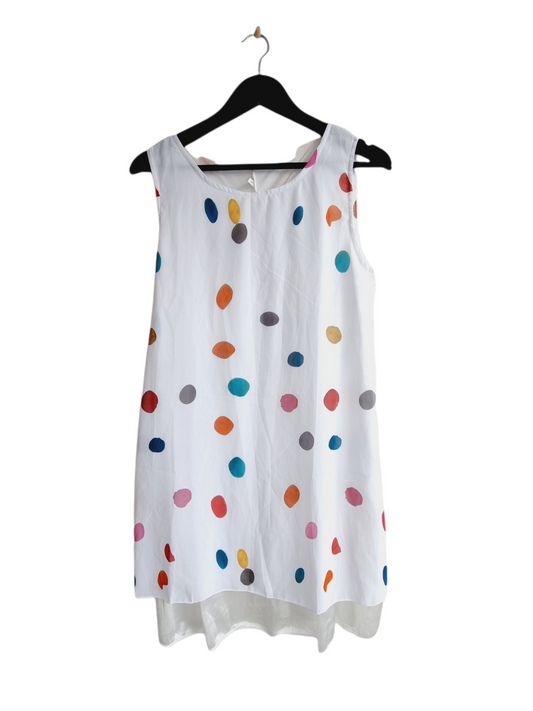 Robe blanche à pois colorés (SIZE : L)