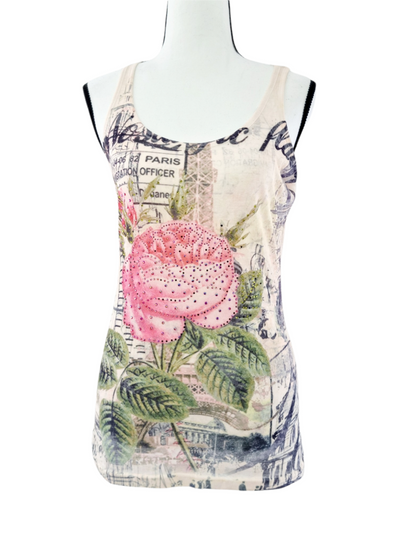 Débardeur rose avec strass (SIZE : S)