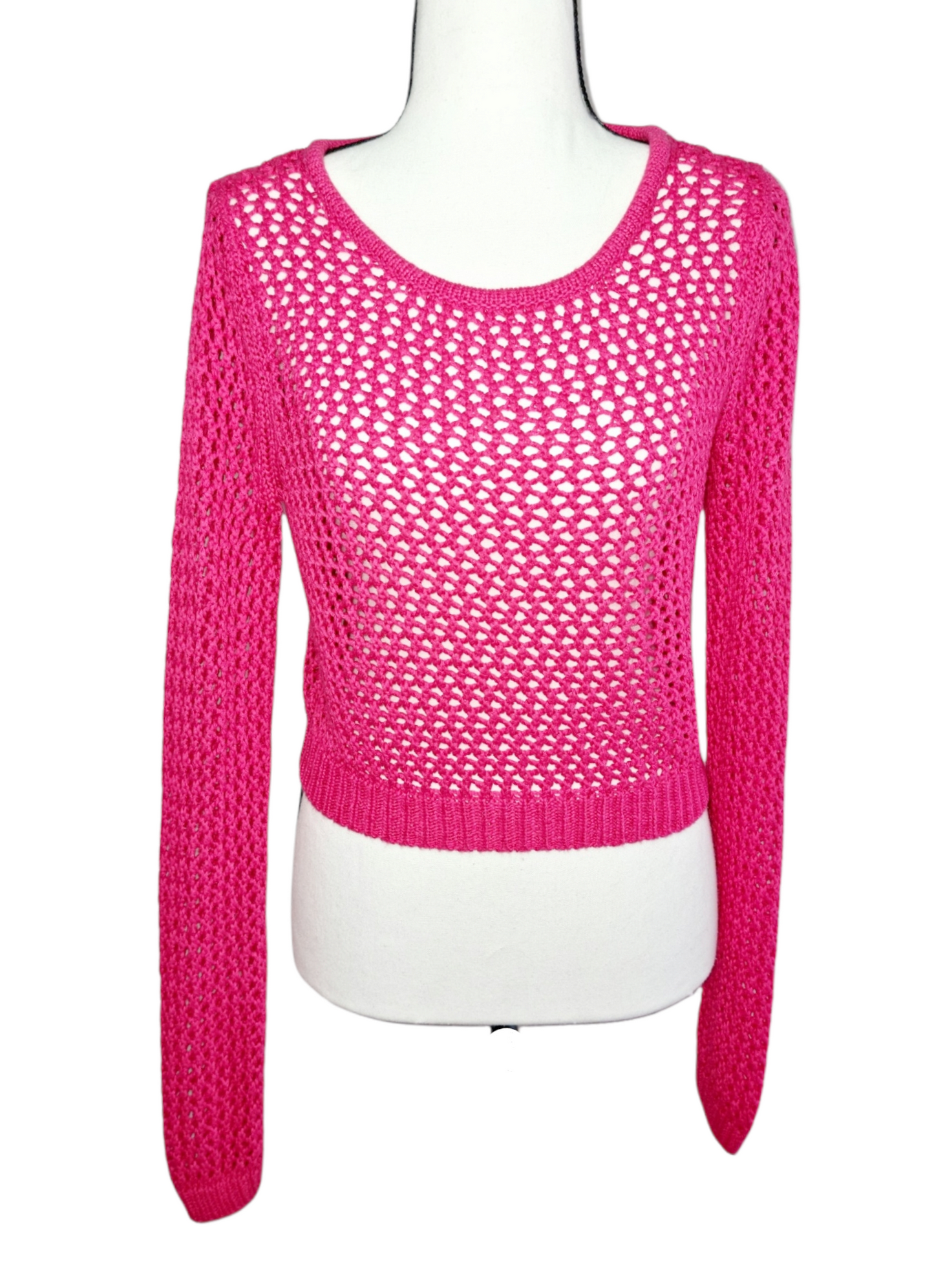 Crop top manches longues en crochet (SIZE : S)