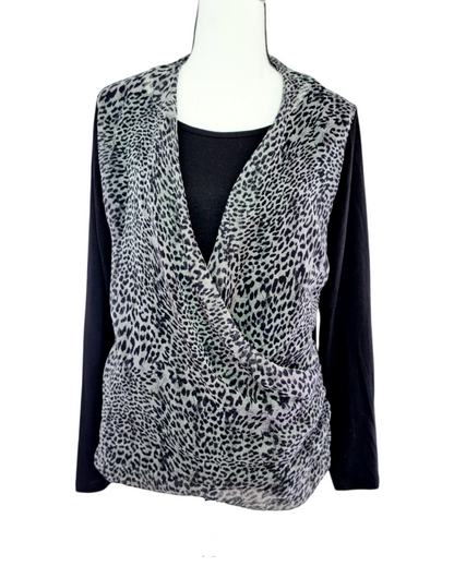 Pull cache-cœur imprimé léopard (SIZE : S)