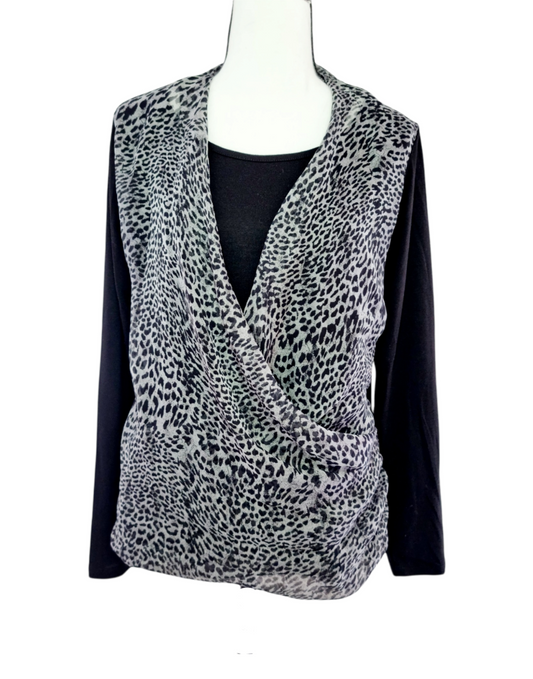 Pull cache-cœur imprimé léopard (SIZE : S)