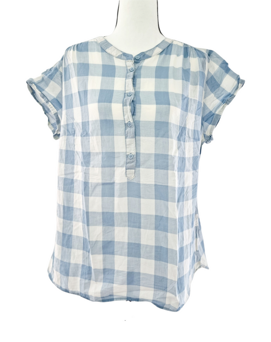 Blouse à carreaux bleu & blanc (SIZE : 46)