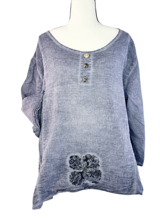 Blouse légère avec fleur décorative (SIZE : 46/48)
