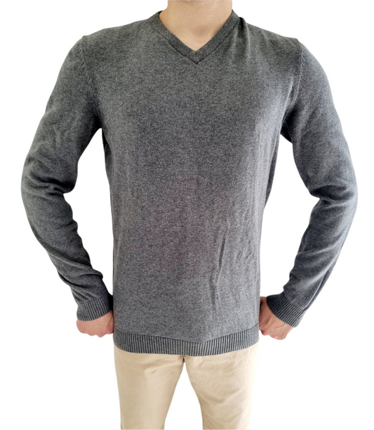 Pull gris col en V (SIZE : S)