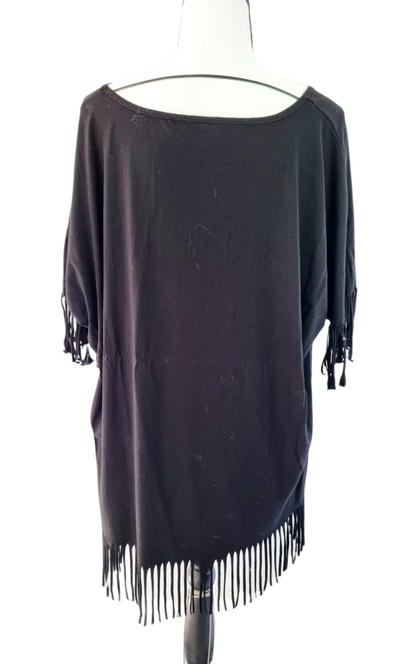 T-shirt noir à frange (SIZE : XL)