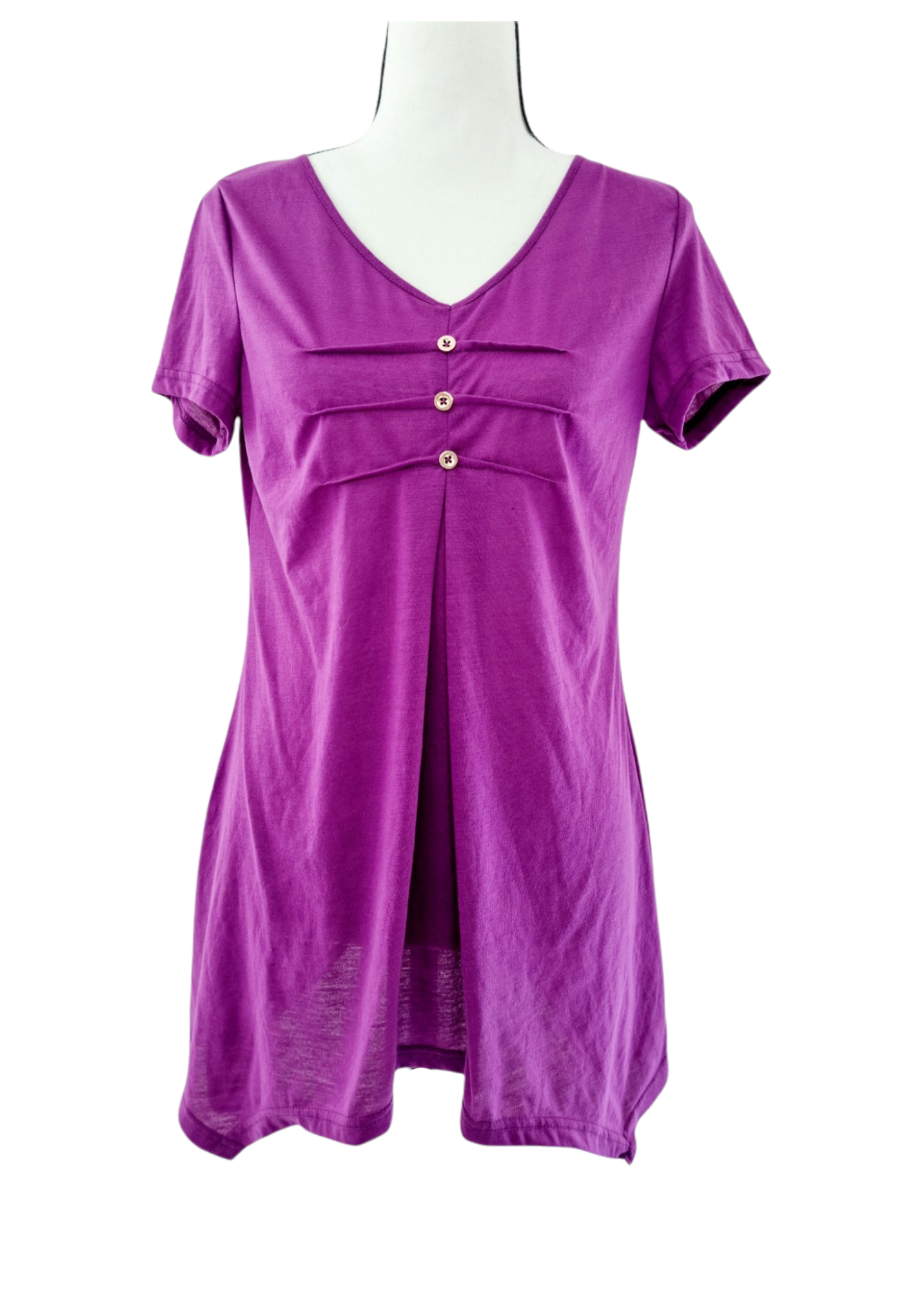 T-shirt avec boutons apparents & effet plissé (SIZE : M)