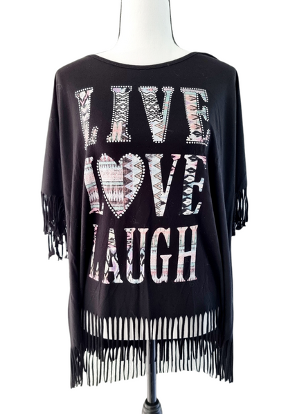 T-shirt noir à frange (SIZE : XL)