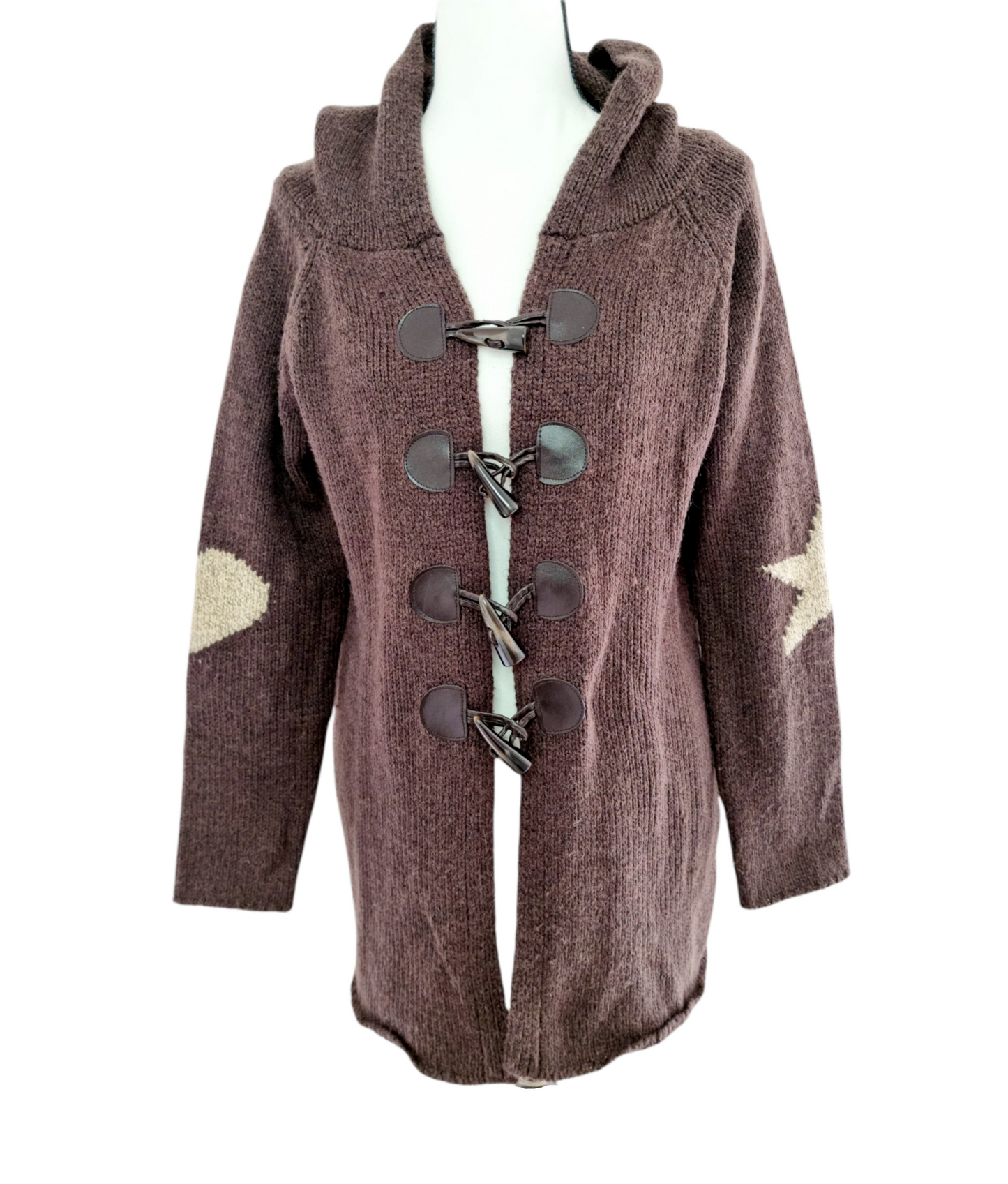 Jaquette longue à capuche et boutons apparents (SIZE : L)