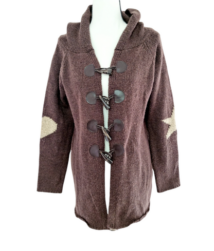 Jaquette longue à capuche et boutons apparents (SIZE : L)