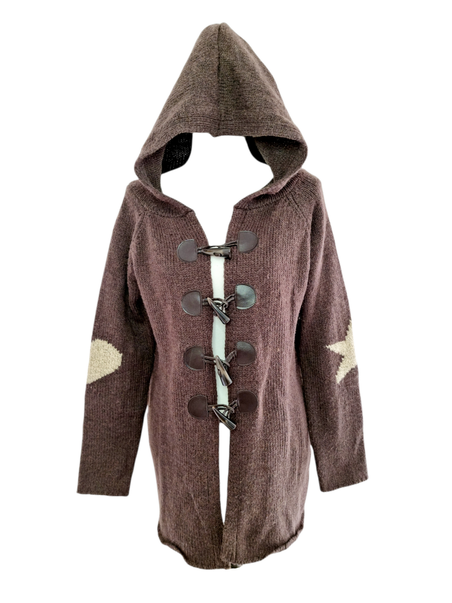 Jaquette longue à capuche et boutons apparents (SIZE : L)