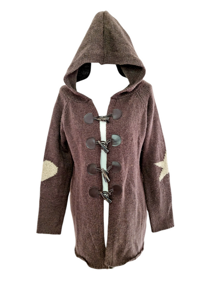 Jaquette longue à capuche et boutons apparents (SIZE : L)