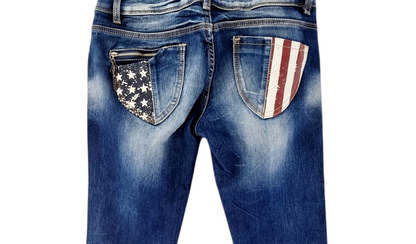 Jeans boyfriends USA avec strass (SIZE : 36)