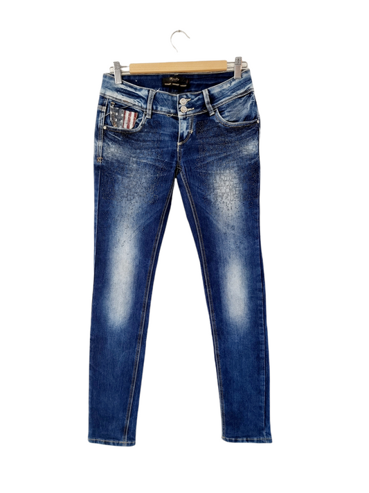 Jeans boyfriends USA avec strass (SIZE : 36)