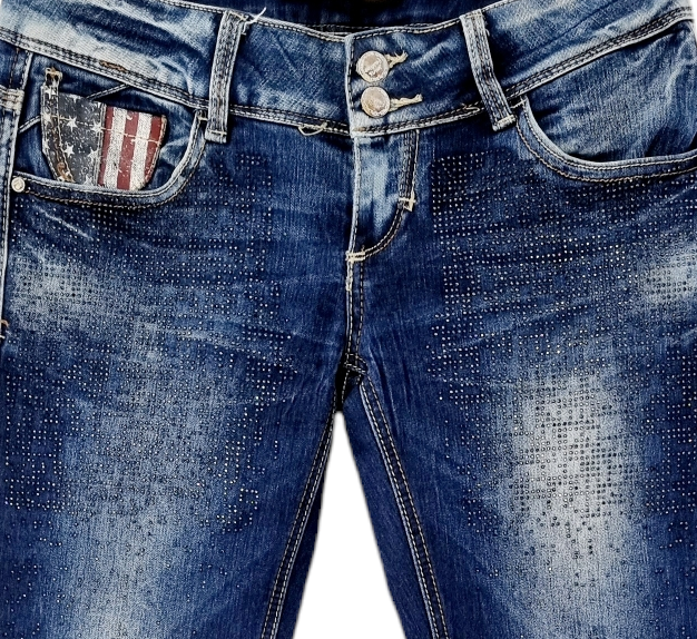 Jeans boyfriends USA avec strass (SIZE : 36)